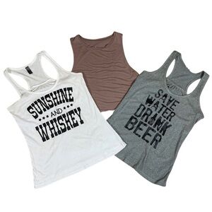 District Made A New Day XS Tank Top Bundle Oversized Flowy Whiskey Beer